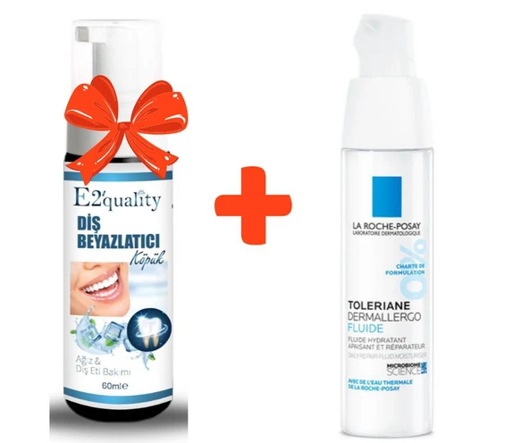 E2'quality Diş Beyazlatıcı Köpük + La Roche Posay Toleriane Dermallergo Fluide 40 ML Nemlendirici Bakım Kremi ürün görseli 1