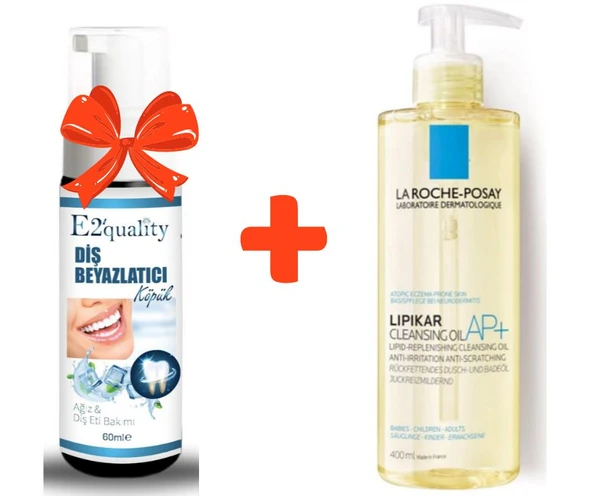 E2'quality Diş Beyazlatıcı Köpük + La Roche Posay Lipikar Cleansing Oil 400 ML Vücut Yıkama Yağı ürün görseli 1