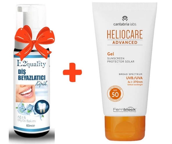 E2'quality Diş Beyazlatıcı Köpük + Heliocare Spf 50 Jel 50 ML Yağsız Güneş Kremi ürün görseli 1