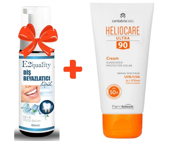 E2'quality Diş Beyazlatıcı Köpük + Heliocare Spf 90 Krem 50 ML Güneş Kremi ürün görseli 1