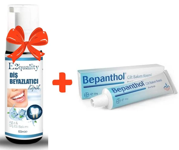 E2'quality Diş Beyazlatıcı Köpük + Bepanthol Cilt Bakım Kremi 30gr ürün görseli 1