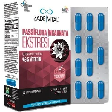 Zade Vital Passiflora Ekstresi İçeren Takviye Edici Gıda 30 Kapsül - Diş Beyazlatıcı Köpük Hediye ürün görseli 1
