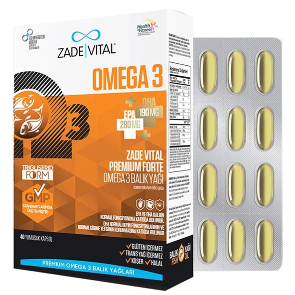 Zade Vital Omega 3 Forte Balık Yağı 40 Yumuşak Kapsül ürün görseli 1
