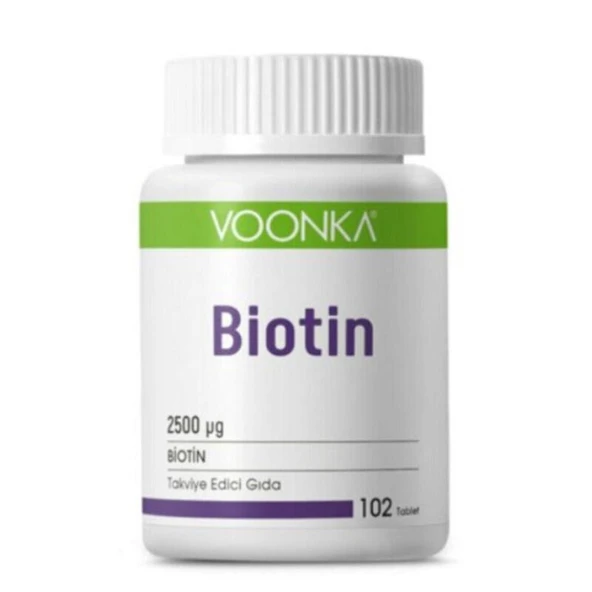 Voonka Biotin 2500 mcg 102 Tablet - Diş Beyazlatıcı Köpük Hediye ürün görseli 1