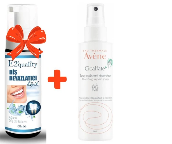 E2'quality Diş Beyazlatıcı Köpük + Avene Cicalfate+ Hassas Ciltler için Kurutucu Sprey 100 ml ürün görseli 1