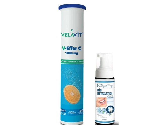 Velavit V-Effer C 1000 mg Takviye Edici Gıda 20 Tablet- Diş Beyazlatıcı Köpük Hediye ürün görseli 1