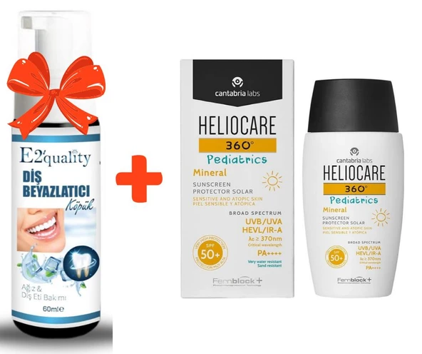 E2'quality Diş Beyazlatıcı Köpük + Heliocare 360 Pediatrics Mineral Spf 50 50 ML Çocuk Güneş Krem ürün görseli 1