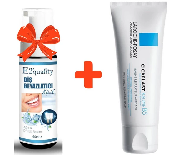 E2'quality Diş Beyazlatıcı Köpük + La Roche Posay Cicaplast Baume B5 40 ML Nemlendirici Bakım Kremi ürün görseli 1
