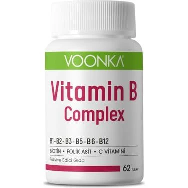 Voonka Vitamin B Complex 62 Tablet B Vitamini Desteği -  Diş Beyazlatıcı Köpük Hediye ürün görseli 1