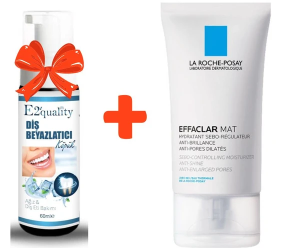 E2'quality Diş Beyazlatıcı Köpük + La Roche Posay Effaclar Mat 40 ML Matlaştırıcı Etkili Nemlendirici Bakım Kremi ürün görseli 1