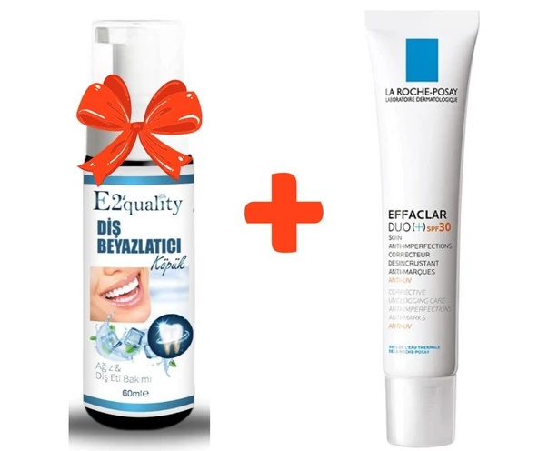 E2'quality Diş Beyazlatıcı Köpük + La Roche Posay Effaclar Duo SPF 30 40 ML Yağlı Ciltler İçin Güneş Koruyucu Krem ürün görseli 1