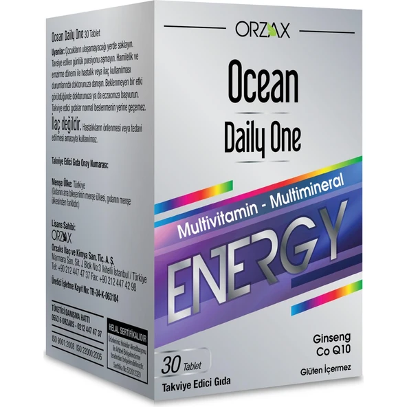 Orzax Ocean Daily One Energy 30 Tablet - Takviye Edici Gıda ürün görseli 1