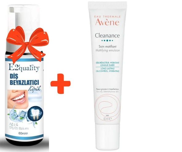 E2'quality Diş Beyazlatıcı Köpük + Avene Cleanance Yağlı Ciltlere Özel Matlaştırıcı Emülsiyon 40 ml ürün görseli 1
