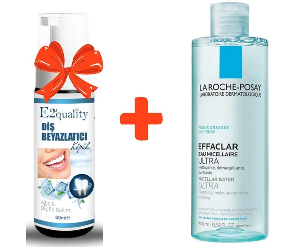 E2'quality Diş Beyazlatıcı Köpük + La Roche Posay Effaclar Misel Su 400 ML Makyaj Temizleme Suyu ürün görseli 1
