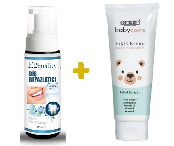E2'quality Diş Beyazlatıcı Köpük + Dermoskin Babycare Pişik Kremi 100 ml ürün görseli 1