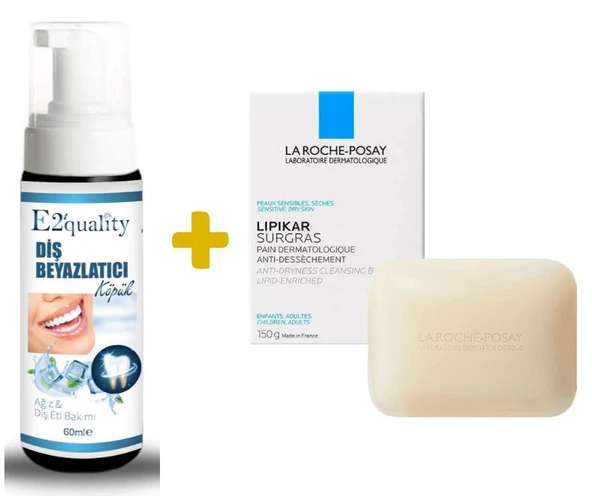 E2'quality Diş Beyazlatıcı Köpük + La Roche Posay Lipikar Surgras 150 G Bakım Sabunu ürün görseli 1