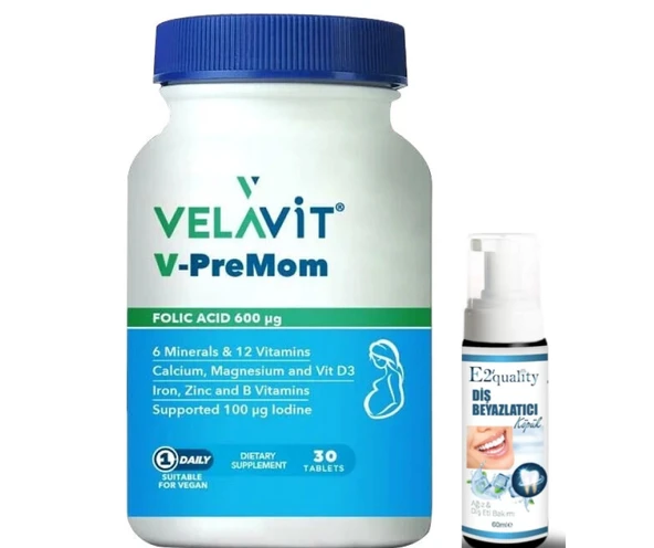 Velavit V-PreMom 30 Tablet- Diş Beyazlatıcı Köpük Hediye ürün görseli 1
