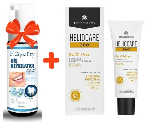 E2'quality Diş Beyazlatıcı Köpük + Heliocare 360 Gel Oil Free Spf 50 50 ML Yağsız Güneş Kremi ürün görseli 1