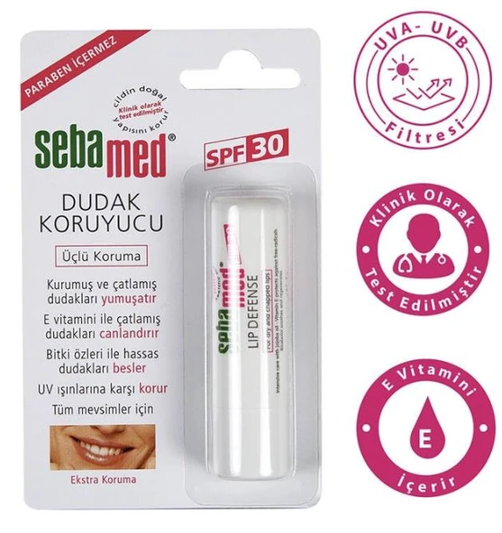 Sebamed SPF 30 Üçlü Etkili Dudak Kremi 4.8 gr ürün görseli 1