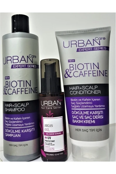Expert Serisi Biotin Cafein Ve Argan Şampuan Saç Kremi Ve Serum Seti ürün görseli 1