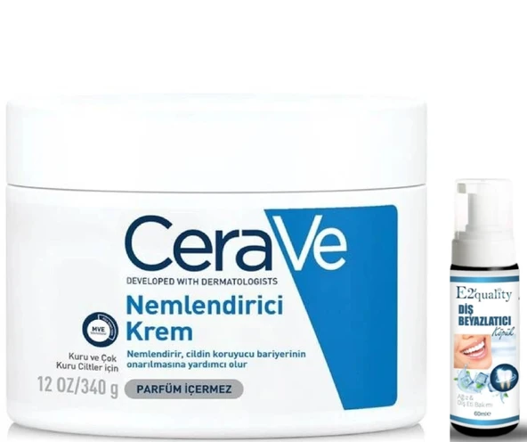 CeraVe Nemlendirici Krem 340 g - Diş Beyazlatıcı Köpük Hediye ürün görseli 1