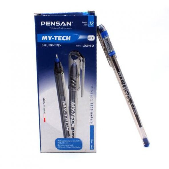 Tükenmez Kalem Mavi Renk 12 Adet 0.7mm Pensan My-Tech Tükenmez Kalem 0.7mm Mavi 12 Adet Pensan 2240 ürün görseli 1