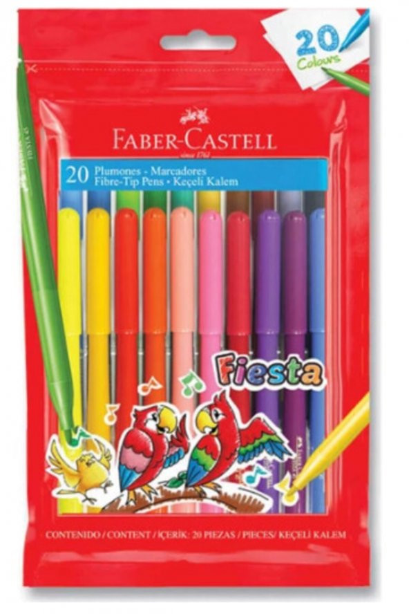 Keçeli Kalem 20 Renk Faber Castell Fiesta Keçeli Boya Kalemi 20li Paketli 20 Renk Faber Castell ürün görseli 1