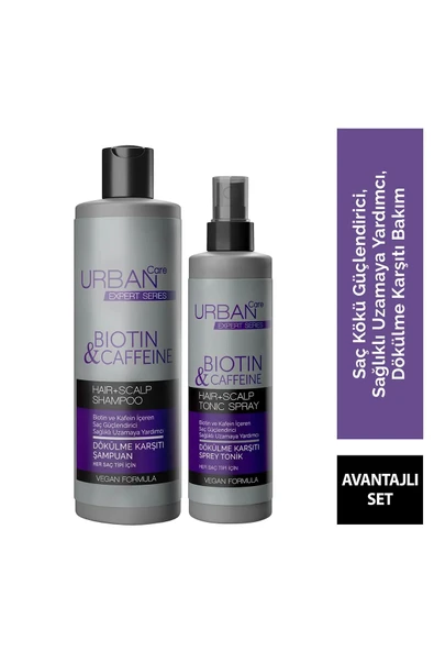 Expert Biotin Ve Kafein Dökülme Karşıtı Şampuan Tonik-sağlıklı Uzamaya Yardımcı-vegan SET.URBAN ürün görseli 1