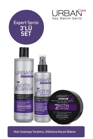 expert biotin&caffeine şampuan+saç toniği+saç peeling şampuan 3'lü set ürün görseli 1