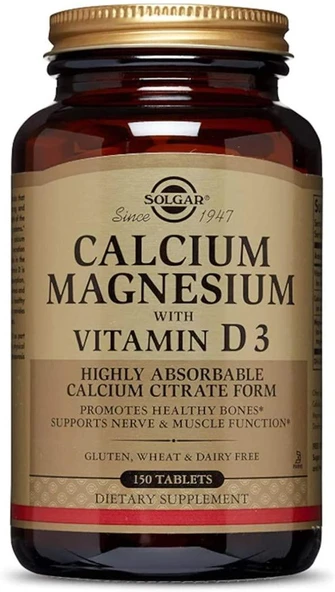 Solgar Calcium Magnesium with Vitamin D3 150 Tablet ürün görseli 1
