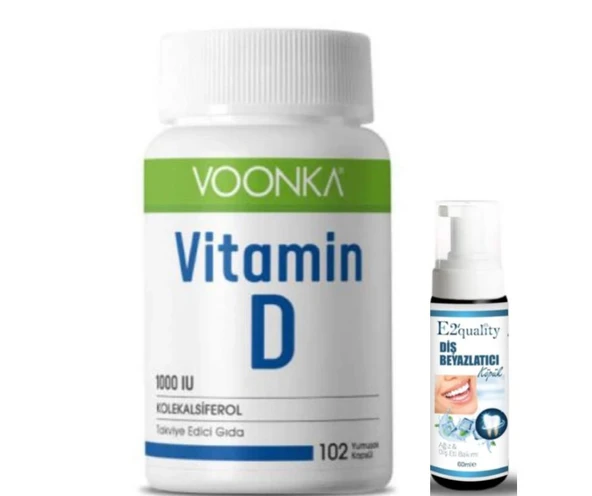 Voonka Vitamin D İçeren Takviye Edici Gıda 102 Kapsül- Diş Beyazlatıcı Köpük Hediye ürün görseli 1
