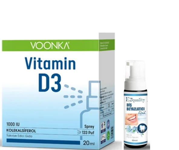 Voonka Vitamin D3 1000 IU Takviye Edici Gıda Sprey 20 ml Diş Beyazlatıcı Köpük Hediye ürün görseli 1
