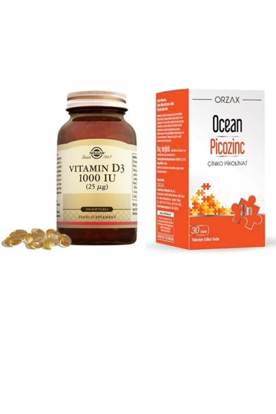 Vitamin D3 1000 Iu 100 Kapsül + Ocean Picozinc Çinko Pikolinat 30 Tablet ürün görseli 1