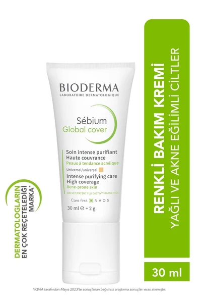 SEBIUM GLOBAL COVER ANTI- SKIN RENEWAL CARE CREAM WITH AHA AND SALICYLIC ACID 30 ML GKHAİR338 ürün görseli 1