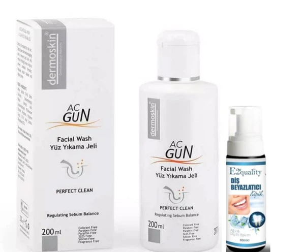 Dermoskin Acgun Yüz Yıkama Jeli 200 ml- Diş Beyazlatıcı Köpük Hediye ürün görseli 1