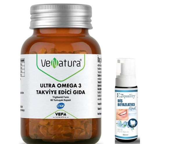 VeNatura Ultra Omega 3 Takviye Edici Gıda 60 Kapsül  - Diş Beyazlatıcı Köpük Hediye ürün görseli 1