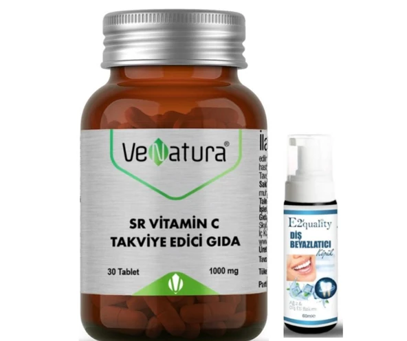 VeNatura SR Vitamin C 1000 mg Takviye Edici Gıda 30 Tablet  - Diş Beyazlatıcı Köpük Hediye ürün görseli 1