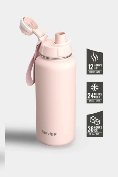 Stevig ST-219 1 Hand Leak-Proof Sızdırmaz Çelik Termos 1000ML Ice Pink ürün görseli 1