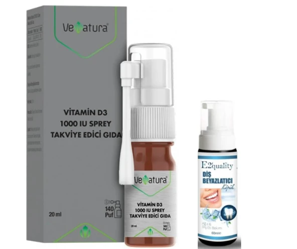 VeNatura Vitamin D3 1000 IU Sprey Takviye Edici Gıda 20 ml- Diş Beyazlatıcı Köpük Hediye ürün görseli 1