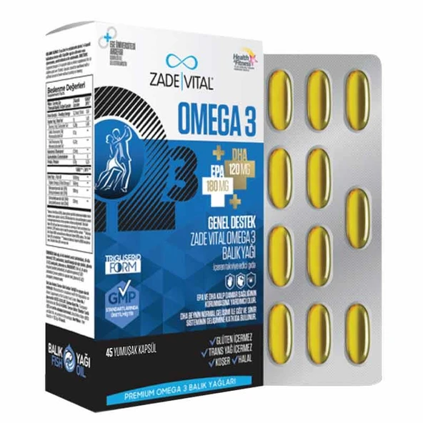 Zade Vital Premium Omega 3 Balık Yağı Genel Destek 45 Kapsül ürün görseli 1