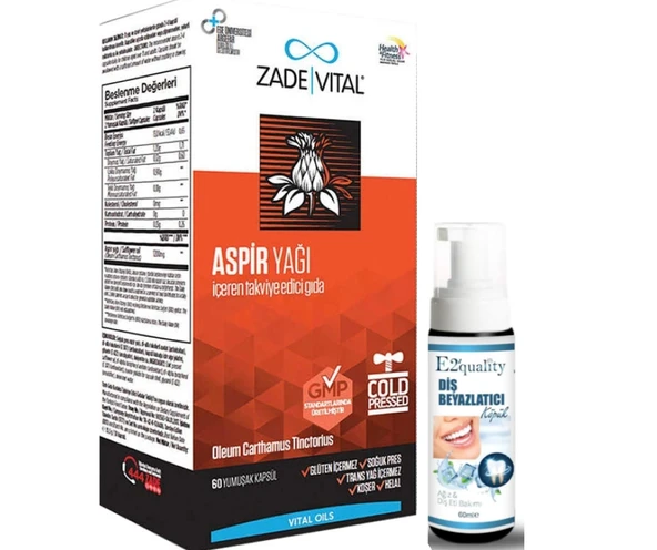 Zade Vital Aspir Yağı 60 Yumuşak Kapsül - Diş Beyazlatıcı Köpük Hediye ürün görseli 1