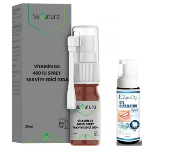 VeNatura Vitamin D3 400 IU Sprey Takviye Edici Gıda 20 ml  - Diş Beyazlatıcı Köpük Hediye ürün görseli 1