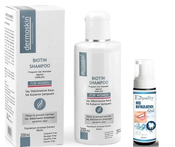 Dermoskin Biotin Shampoo For Women 200ml- Diş Beyazlatıcı Köpük Hediye ürün görseli 1
