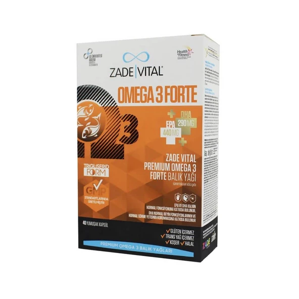 Zade Vital Omega 3 Forte Balık Yağı 1200 mg 40 Kapsül ürün görseli 1