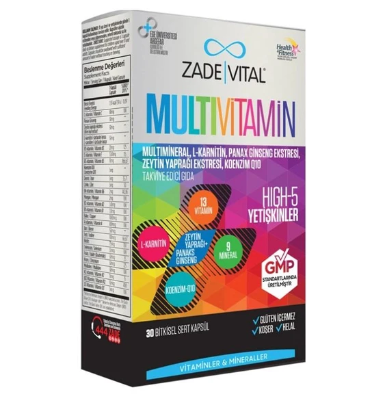 Zade Vital Multivitamin Takviye Edici Gıda 30 Bitkisel Kapsül ürün görseli 1