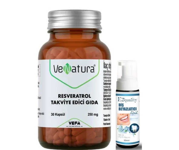 VeNatura Resveratrol Takviye Edici Gıda 30 Kapsül  - Diş Beyazlatıcı Köpük Hediye ürün görseli 1