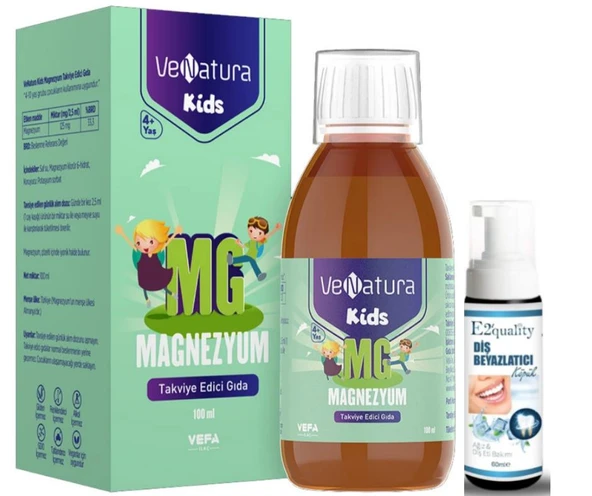 VeNatura Kids Magnezyum Takviye Edici Gıda 100 ml - Diş Beyazlatıcı Köpük Hediye ürün görseli 1
