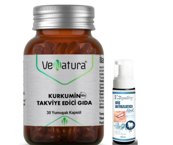VeNatura NovaSOL Kurkumin Takviye Edici Gıda 30 Kapsül - Diş Beyazlatıcı Köpük Hediye ürün görseli 1