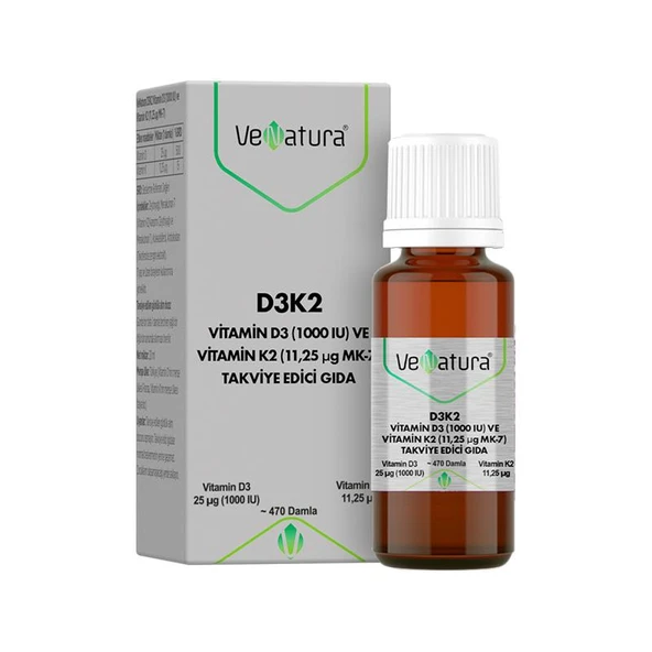 VeNatura Vitamin D3 Ve Menaquinon 7 (11,25 mcg) Takviye Edici Gıda 20 ml ürün görseli 1