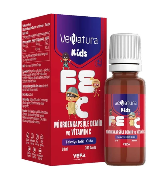 VeNatura Kids Mikroenkapsüle Demir ve Vitamin C Takviye Edici Gıda 20 ml ürün görseli 1